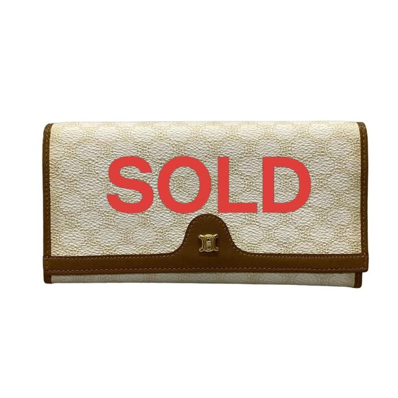 CELINE Macadam - Cream Brown PVC Long Wallet  155-061525 - Picture 1 of 15